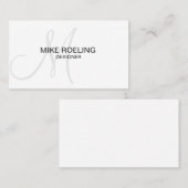 Monogram Professional Elegant Modern Grey Visitekaartje (Voorkant / Achterkant)