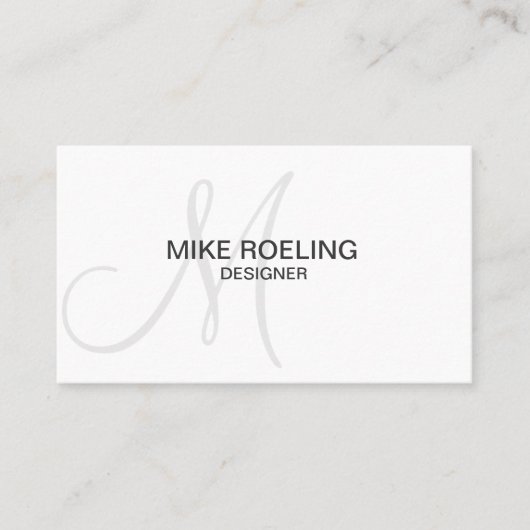 Monogram Professional Elegant Modern Grey Visitekaartje (Voorkant)