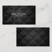 Monogram Professional elegant modern leder Visitekaartje (Voorkant / Achterkant)