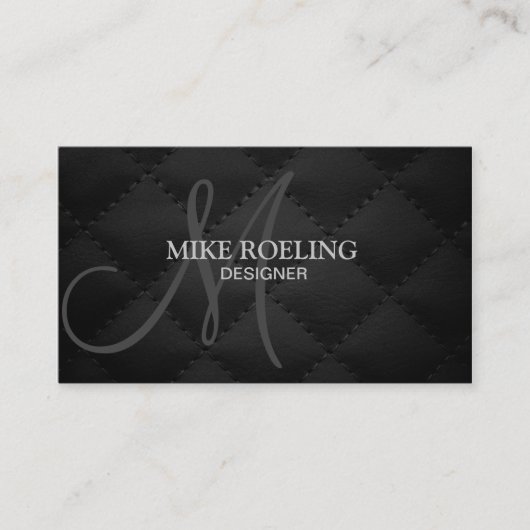 Monogram Professional elegant modern leder Visitekaartje (Voorkant)