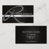 Monogram Professional Elegant Modern Metal Black Visitekaartje (Voorkant / Achterkant)