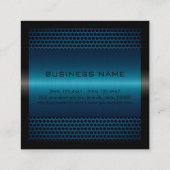 Monogram Professional Elegant modern Metallic Blue Vierkante Visitekaartje (Achterkant)