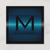 Monogram Professional Elegant modern Metallic Blue Vierkante Visitekaartje (Voorkant)