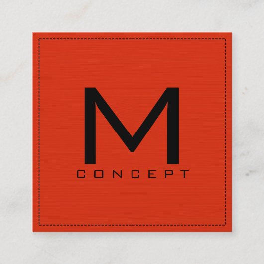 Monogram Professional Elegant modern rood Sinaasap Vierkante Visitekaartje (Voorkant)