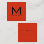 Monogram Professional Elegant modern rood Sinaasap Vierkante Visitekaartje (Voorkant / Achterkant)
