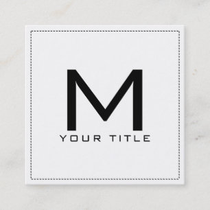 Monogram Professional Elegant Modern White Vierkante Visitekaartje