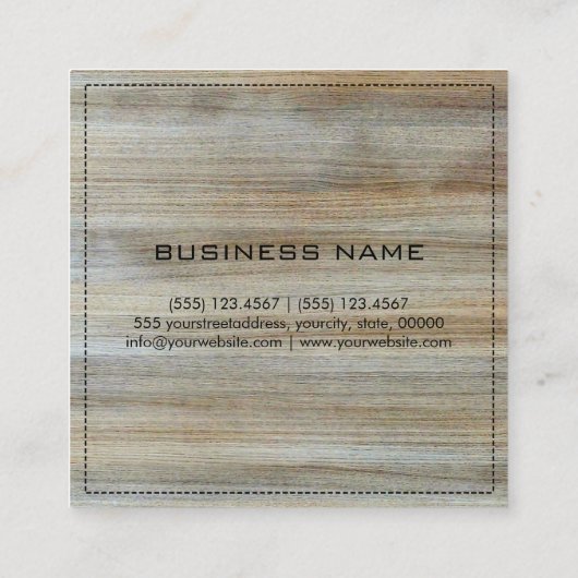 Monogram Professional Elegant Modern Wood #2 Vierkante Visitekaartje (Achterkant)