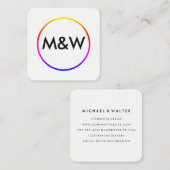 Monogram Professional Elegant (regenboog) Vierkante Visitekaartje (Voorkant / Achterkant)