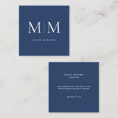 Monogram Professional Elegant Simple Modern Navy Vierkante Visitekaartje (Voorkant / Achterkant)