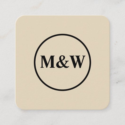 Monogram Professional Elegant Vierkante Visitekaartje (Voorkant)