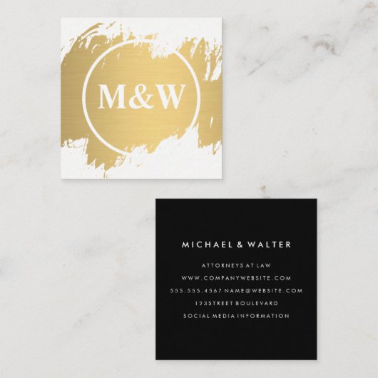 Monogram Professional Elegant Vierkante Visitekaartje (Voorkant / Achterkant)