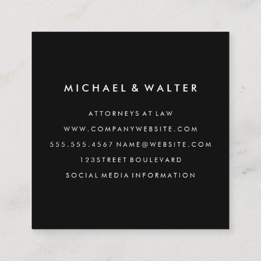 Monogram Professional Elegant Vierkante Visitekaartje (Achterkant)