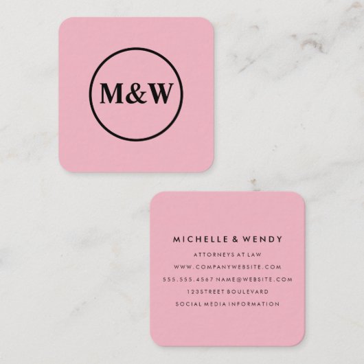 Monogram Professional Elegant Vierkante Visitekaartje (Voorkant / Achterkant)