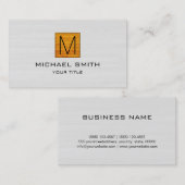 Monogram Professional Elegant White Wood #5 Visitekaartje (Voorkant / Achterkant)