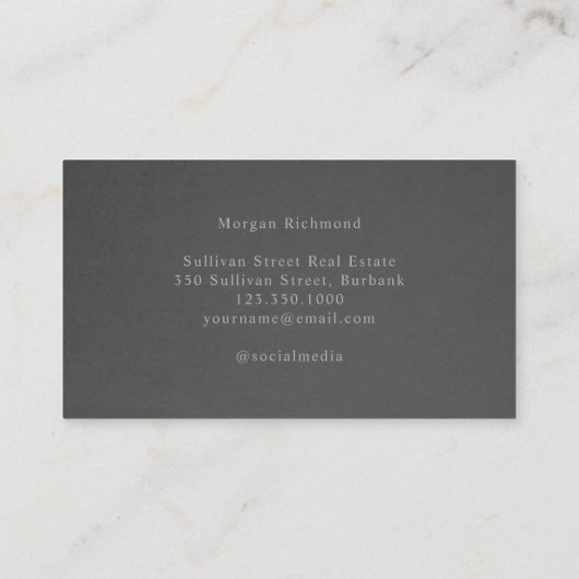 Monogram Professional Gray Silver Real Estate Visitekaartje (Achterkant)