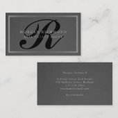 Monogram Professional Gray Silver Real Estate Visitekaartje (Voorkant / Achterkant)