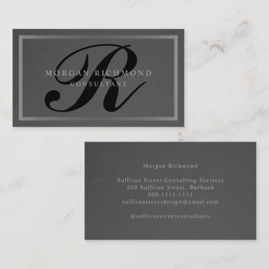 Monogram Professional Gray Silver Visitekaartje (Voorkant / Achterkant)