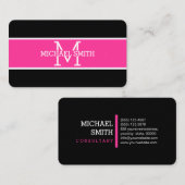 Monogram Professional Hot Pink Modern Visitekaartje (Voorkant / Achterkant)