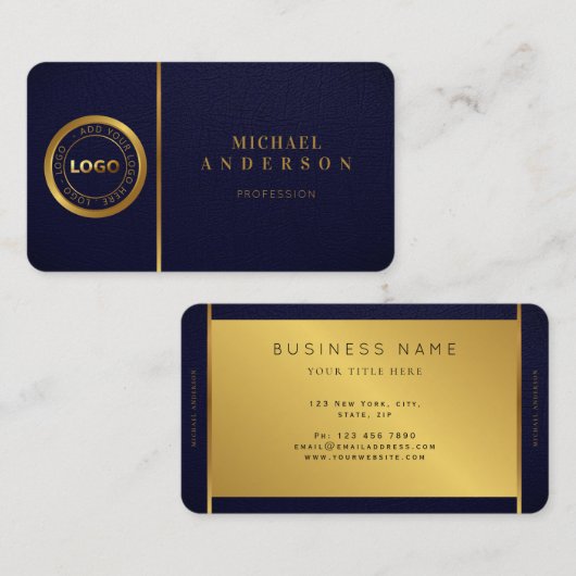 Monogram Professional Luxe, donkere & gouden Logo Visitekaartje (Voorkant / Achterkant)