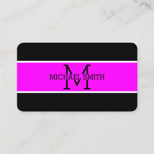 Monogram Professional Magenta Modern Visitekaartje (Voorkant)