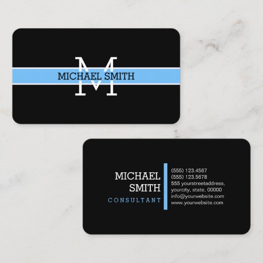 Monogram Professional Maya Blue Horizontale Lijn Visitekaartje (Voorkant / Achterkant)