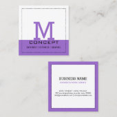 Monogram Professional Modern Amethyst Vierkante Visitekaartje (Voorkant / Achterkant)