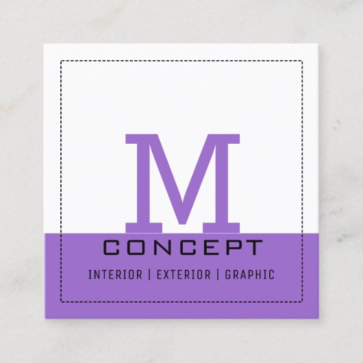 Monogram Professional Modern Amethyst Vierkante Visitekaartje (Voorkant)
