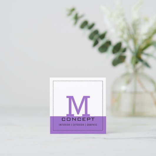 Monogram Professional Modern Amethyst Vierkante Visitekaartje (Staand voorkant)