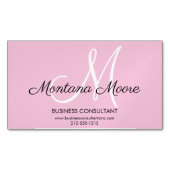 Monogram Professional Modern Elegant Roze Magnetisch Visitekaartje (Voorkant)