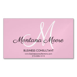 Monogram Professional Modern Elegant Roze Magnetisch Visitekaartje