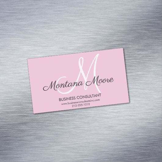 Monogram Professional Modern Elegant Roze Magnetisch Visitekaartje (Voorbeeld)