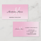Monogram Professional Modern Elegant Roze Wit Visitekaartje (Voorkant / Achterkant)