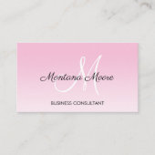 Monogram Professional Modern Elegant Roze Wit Visitekaartje (Voorkant)