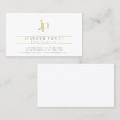 Monogram Professional Modern Elegant White Gold Visitekaartje (Voorkant / Achterkant)