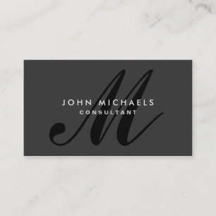Monogram Professional Plain Elegant Black Visitekaartje