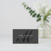Monogram Professional Plain Elegant Black Visitekaartje (Staand voorkant)