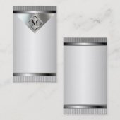 Monogram Professional Silver Metal Visitekaartjes (Voorkant / Achterkant)