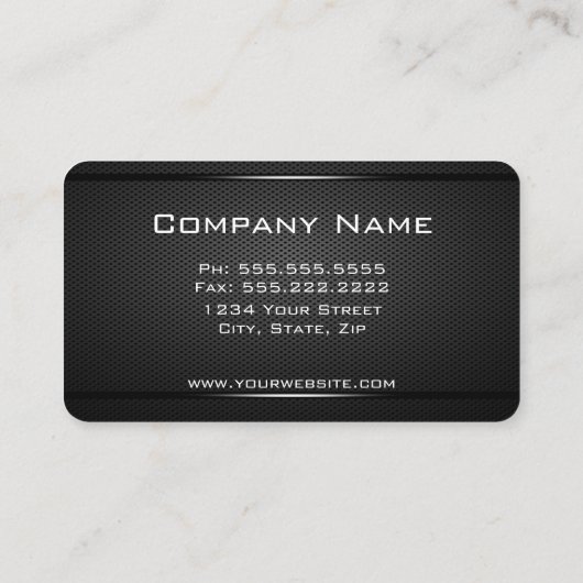 Monogram Professional Zwart Metal Textuur Visitekaartje (Achterkant)