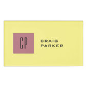 Monogram Professioneel Duidelijk Roos Goudgele Kle Naambadge (Voorkant)