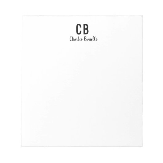 Monogram Professioneel Eenvoudig Minimalistisch Mo Notitieblok (Voorkant)