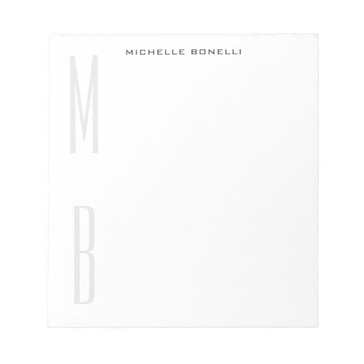Monogram Professioneel Eenvoudig Minimalistisch Notitieblok (Voorkant)