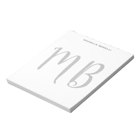 Monogram Professioneel Eenvoudig Minimalistisch Notitieblok (Linkerzijde)