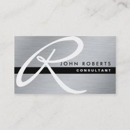 Monogram Professioneel Elegant Modern Zilver Metaa Visitekaartje
