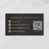 Monogram Professioneel Elegant Modern Zwart Goud Q Visitekaartje (Achterkant)
