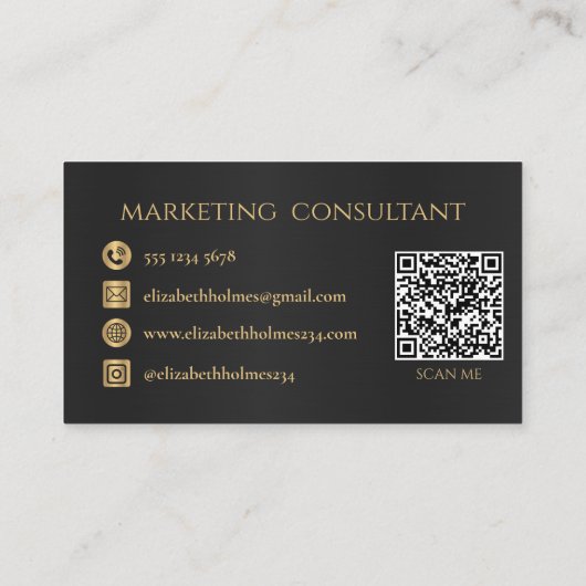 Monogram Professioneel Elegant Modern Zwart Goud Q Visitekaartje (Achterkant)