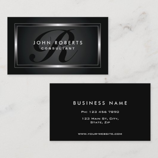 Monogram Professioneel Elegant Modern Zwart
Visitekaartje (Voorkant / Achterkant)