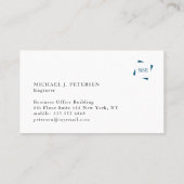 Monogram professioneel minimalistisch marinewit visitekaartje (Achterkant)