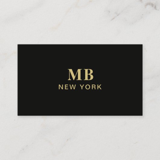 Monogram Professioneel Modern Zwart Zakelijk Visit Visitekaartje (Voorkant)