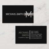 Monogram Professioneel platte zwart Modern Titaniu Visitekaartje (Voorkant / Achterkant)