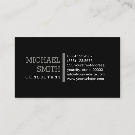 Monogram Professioneel platte zwart Modern Titaniu Visitekaartje (Achterkant)